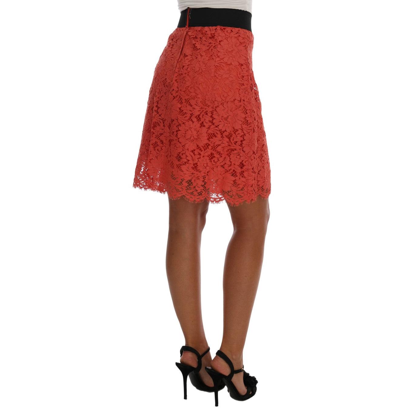Orange Macramé Lace Pencil Skirt