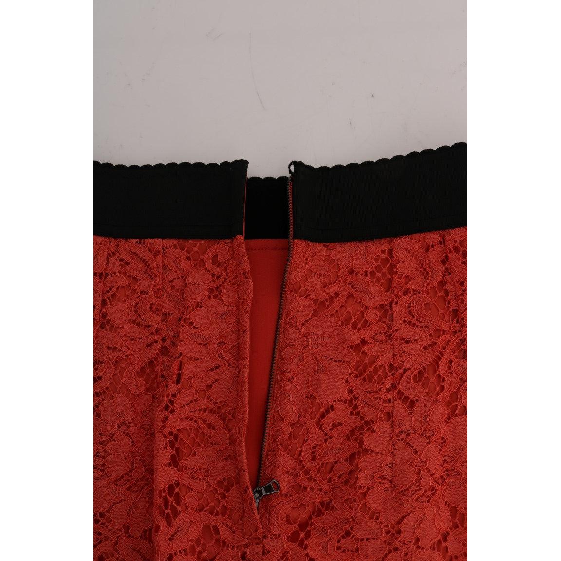 Orange Macramé Lace Pencil Skirt