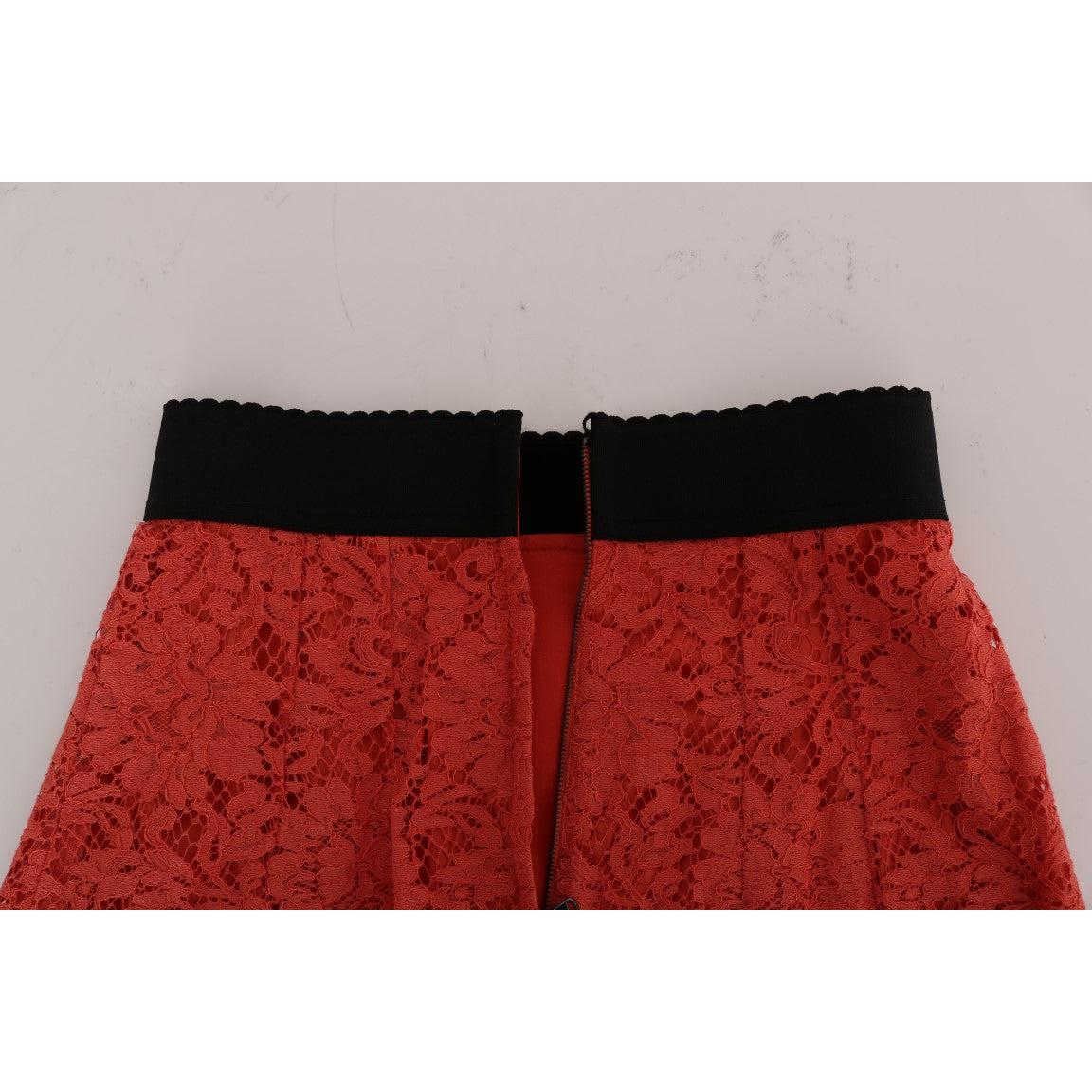 Orange Macramé Lace Pencil Skirt
