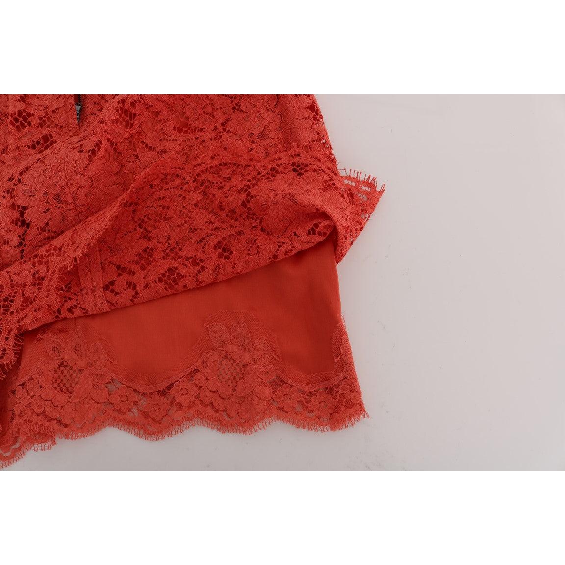 Orange Macramé Lace Pencil Skirt