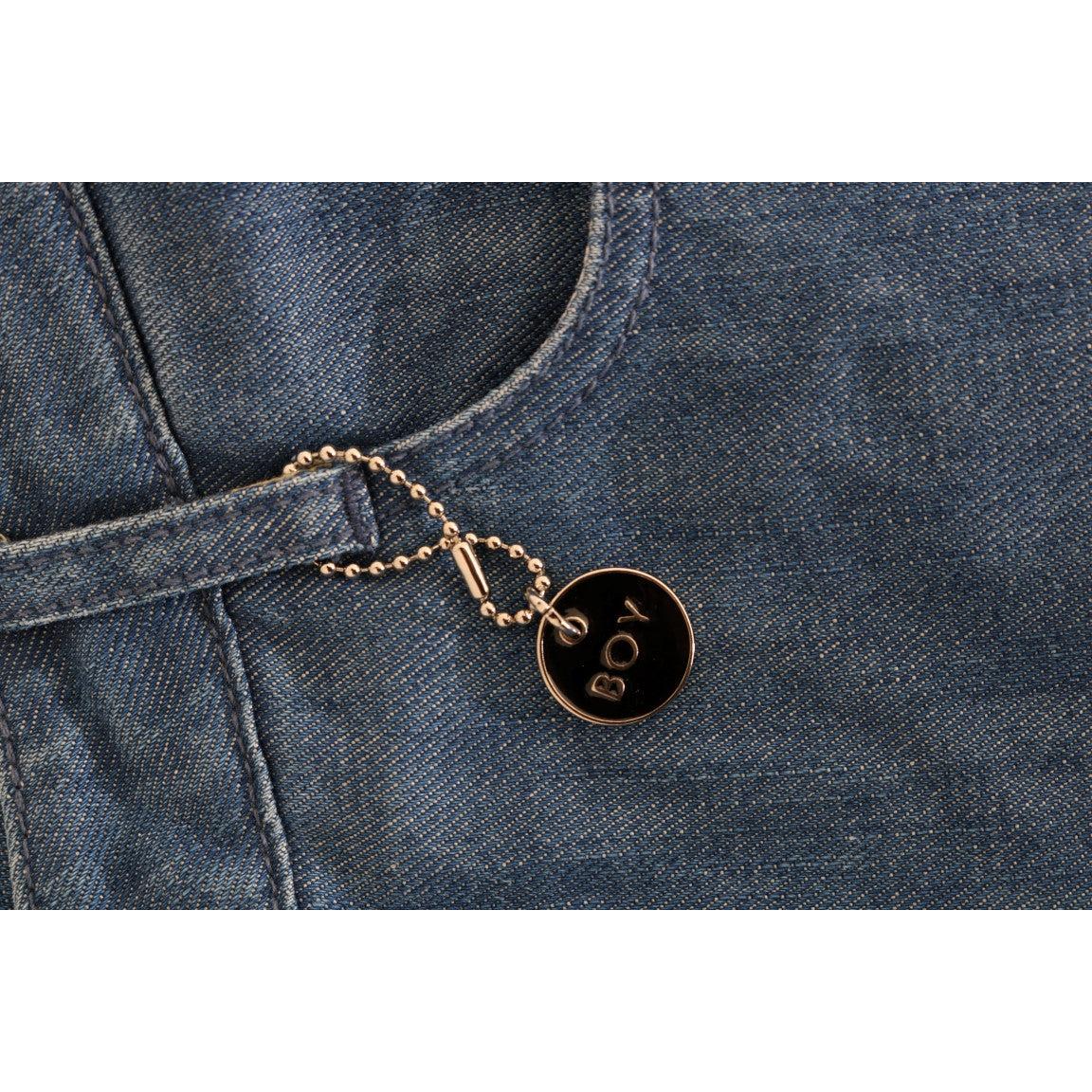 Blue Wash Cotton Boyfriend Fit Jeans