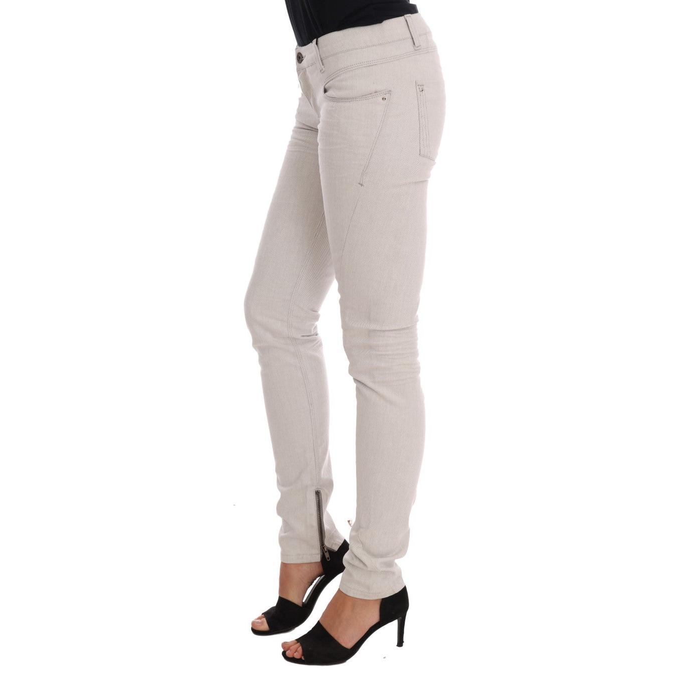 White Cotton Stretch Slim Jeans