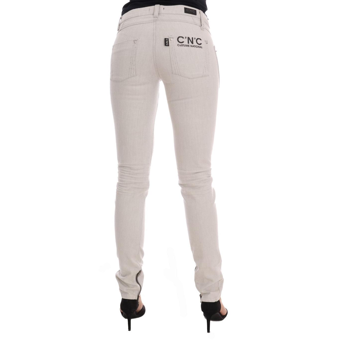 White Cotton Stretch Slim Jeans