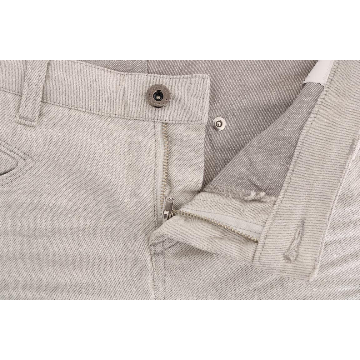 White Cotton Stretch Slim Jeans