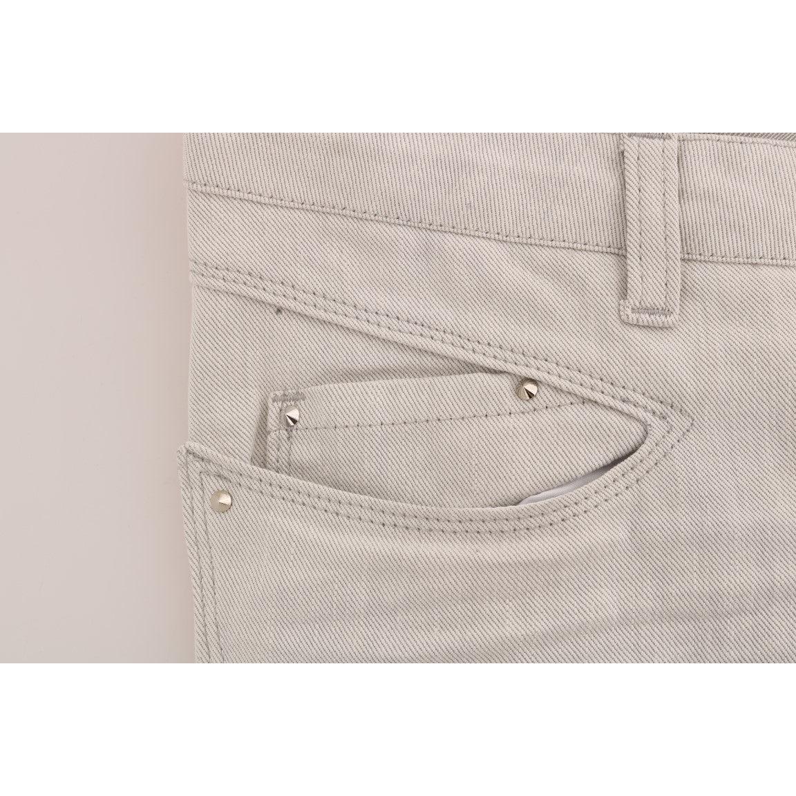White Cotton Stretch Slim Jeans