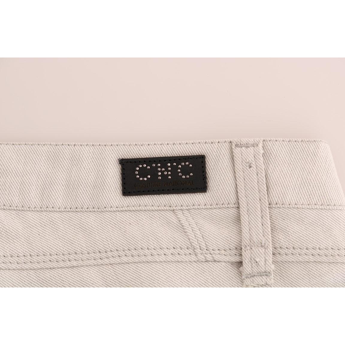 White Cotton Stretch Slim Jeans