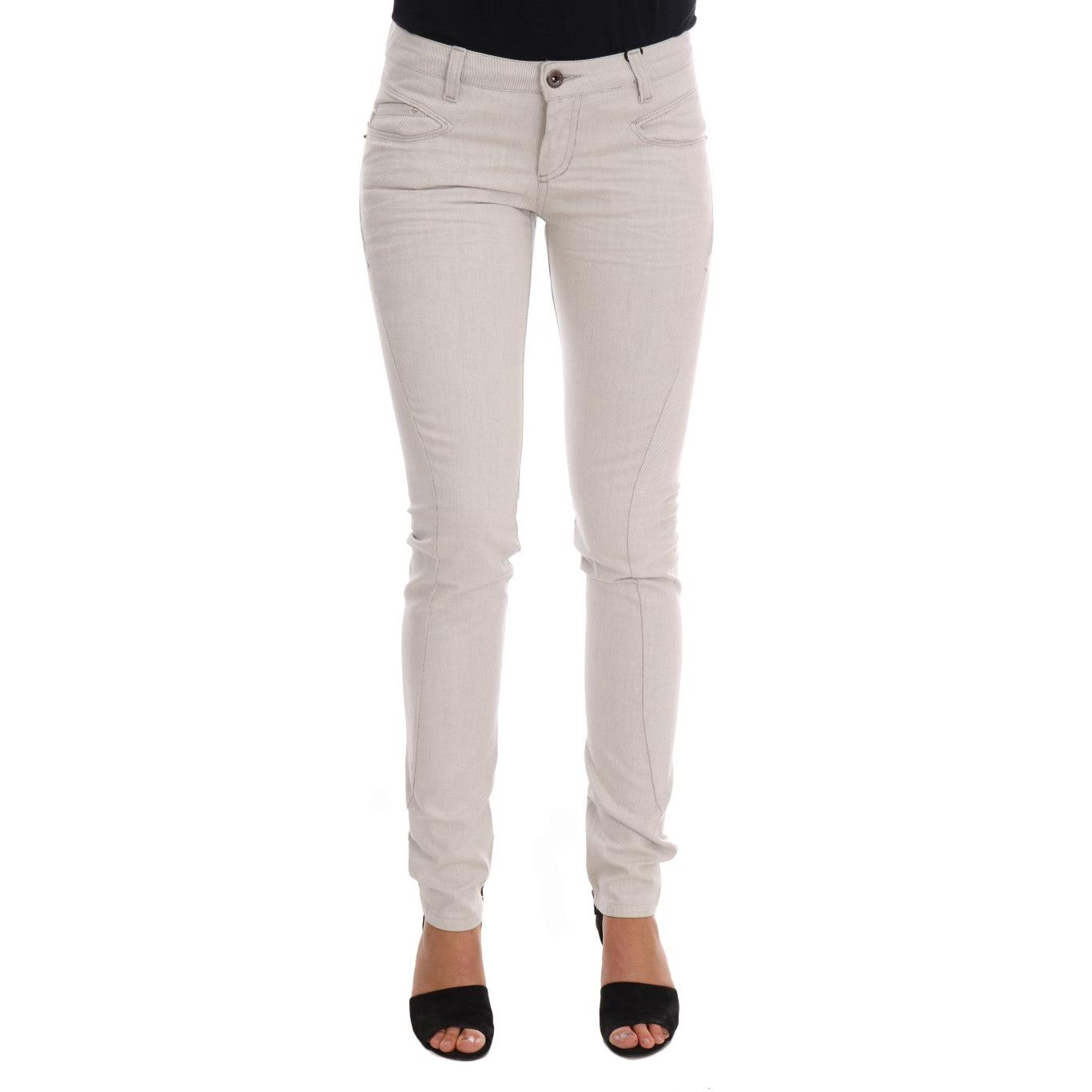 White Cotton Stretch Slim Jeans