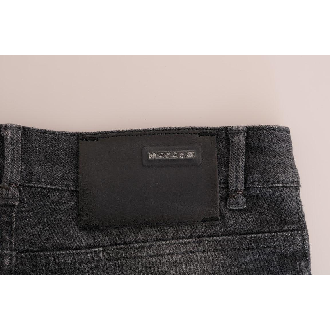 Gray Cotton Slim Fit Denim Jeans