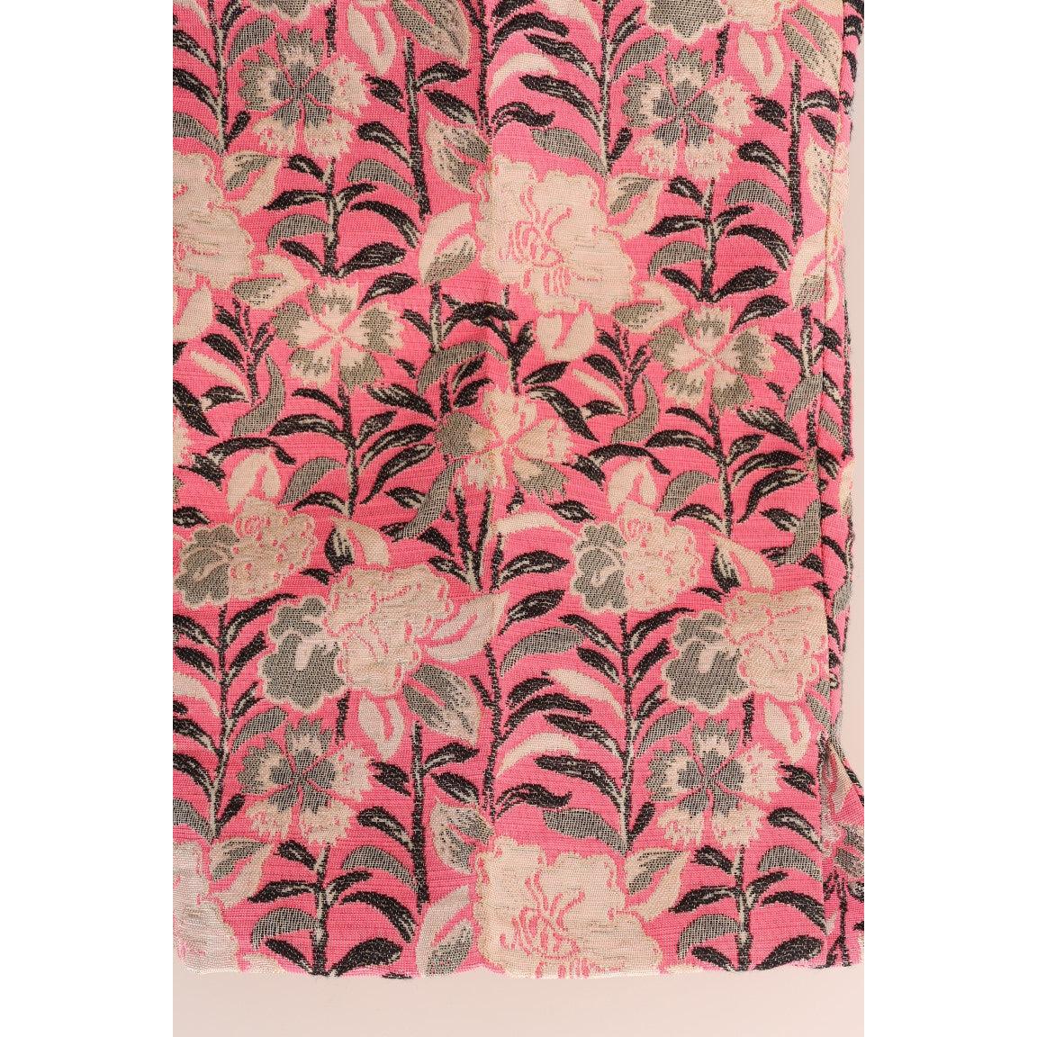 Pink Floral Brocade Capri Pants