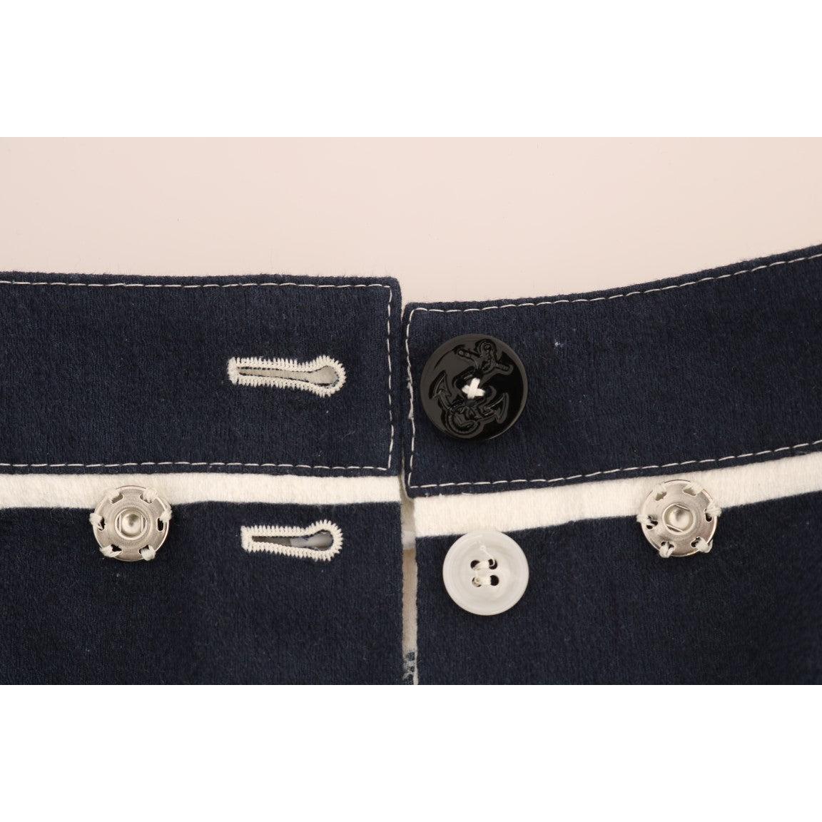 White Blue Striped Crystal Shorts