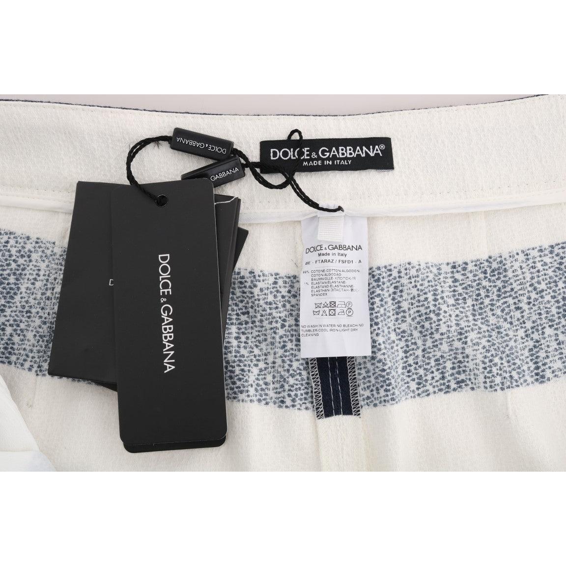 White Blue Striped Crystal Shorts