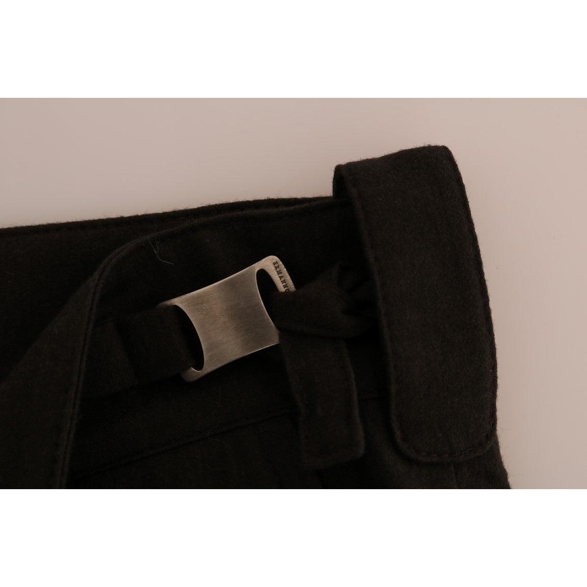 Brown Wool Flared Pants