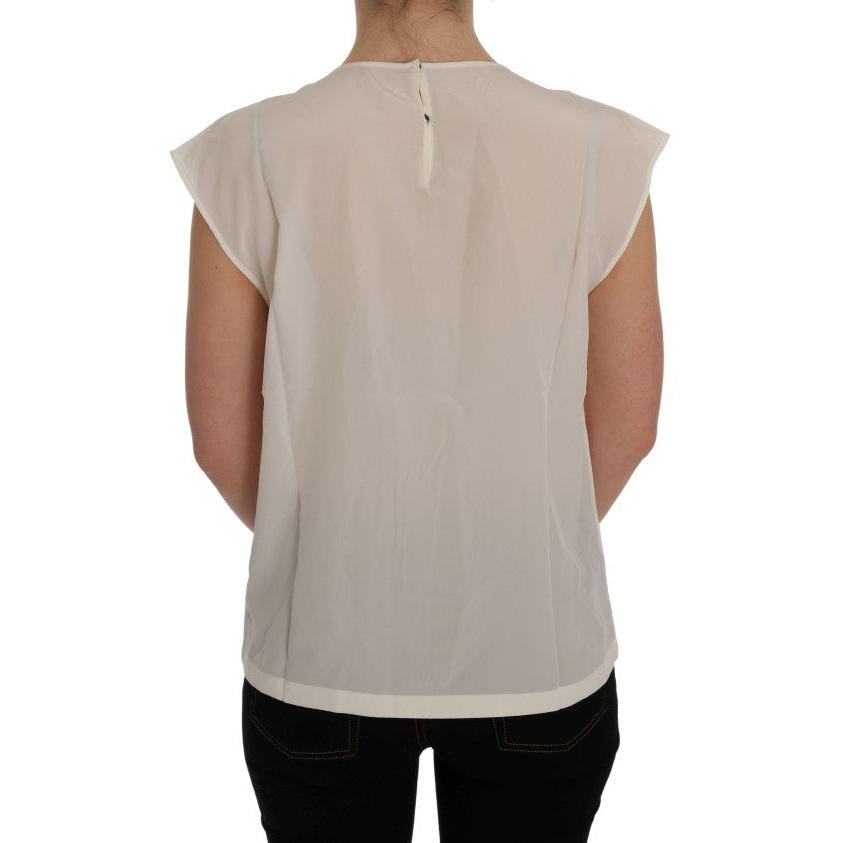 White Silk Black Frame Blouse