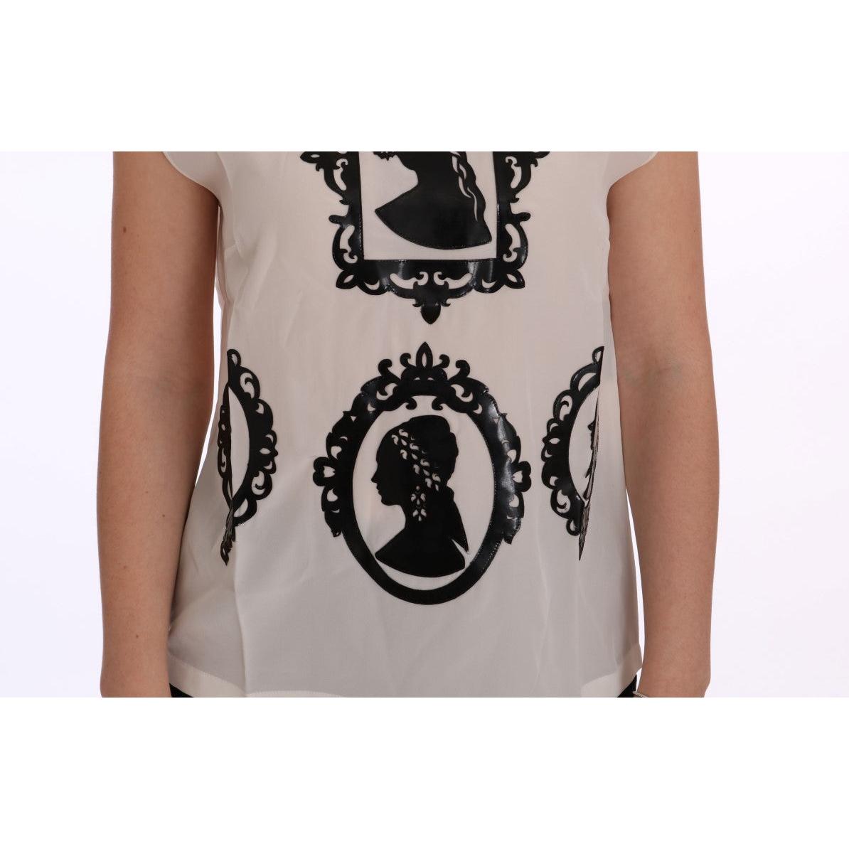 White Silk Black Frame Blouse