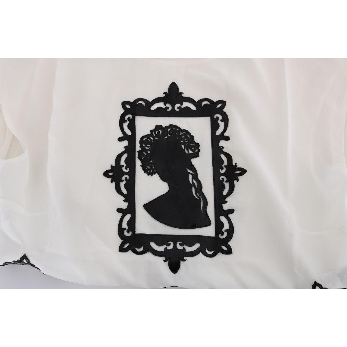 White Silk Black Frame Blouse