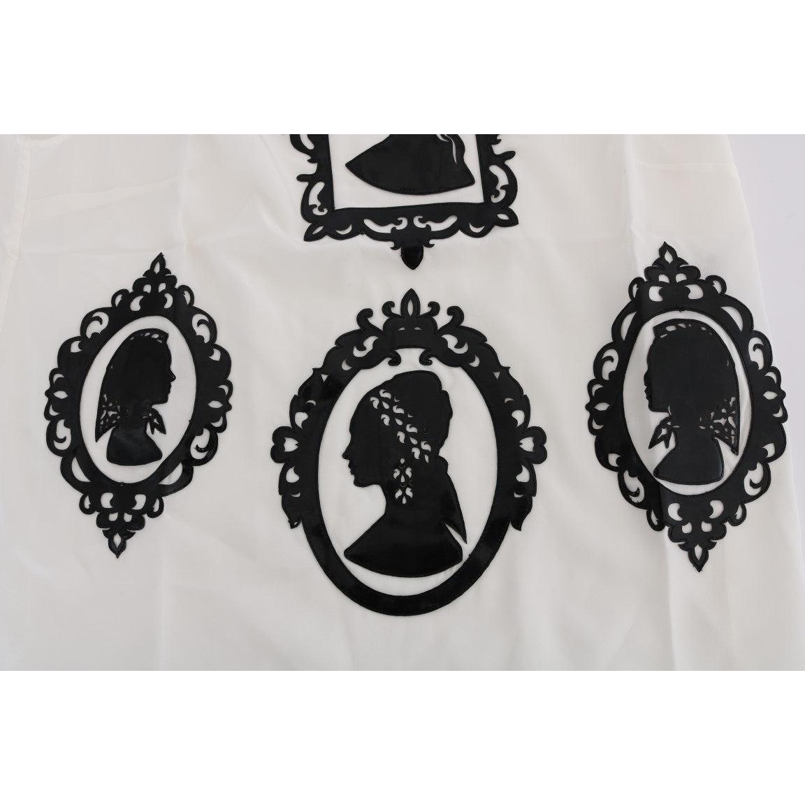 White Silk Black Frame Blouse
