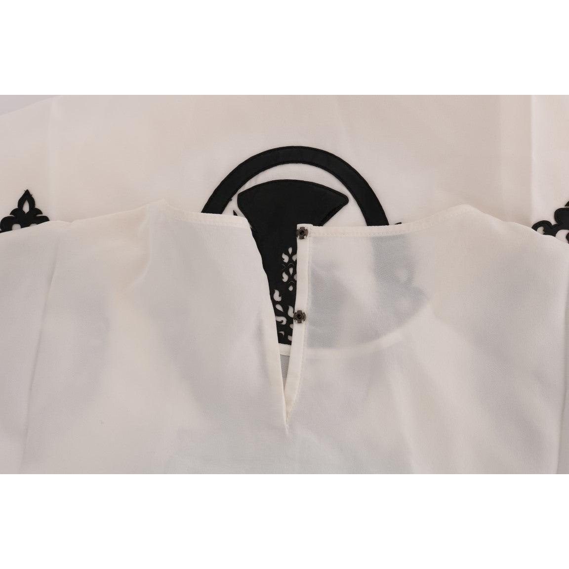 White Silk Black Frame Blouse