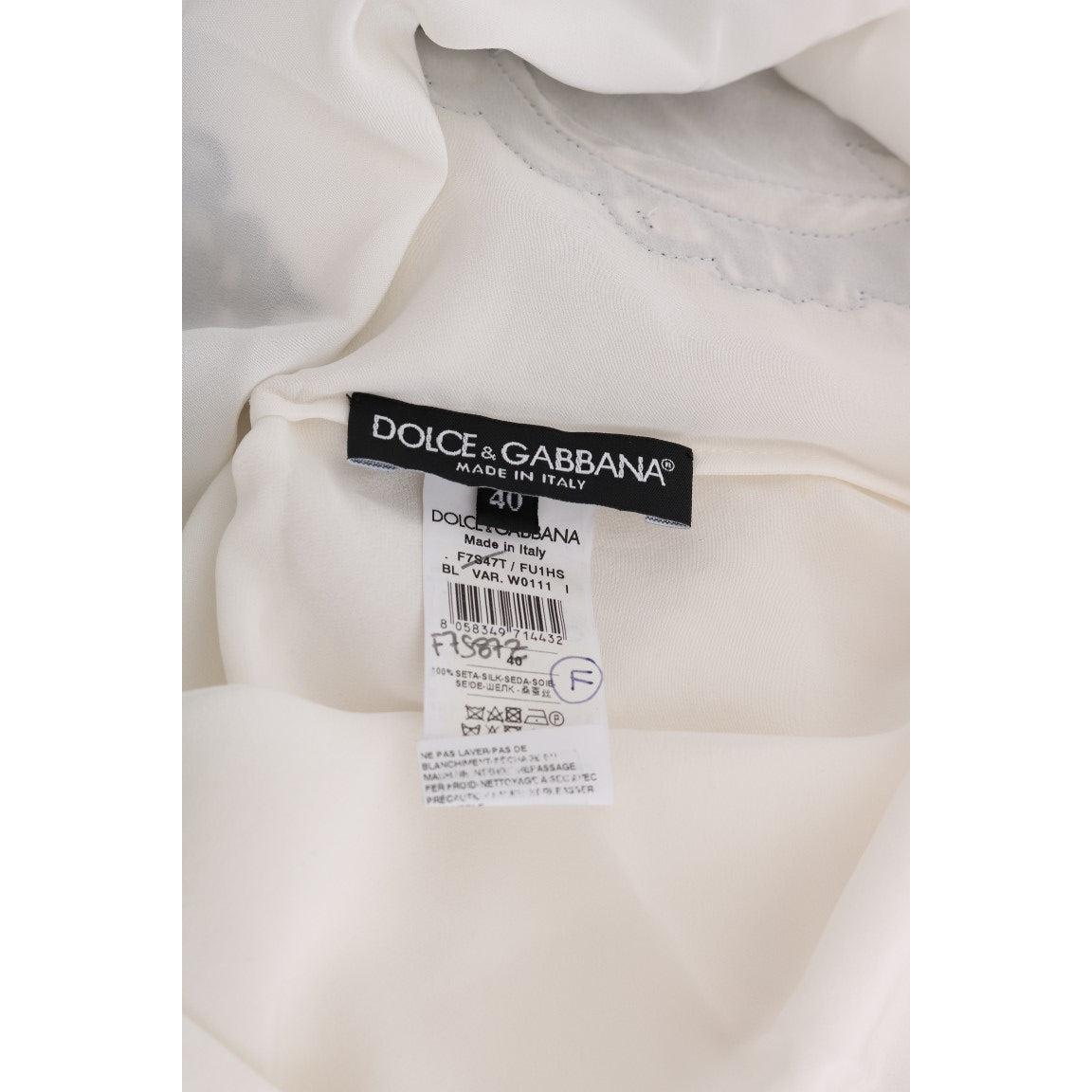 White Silk Black Frame Blouse