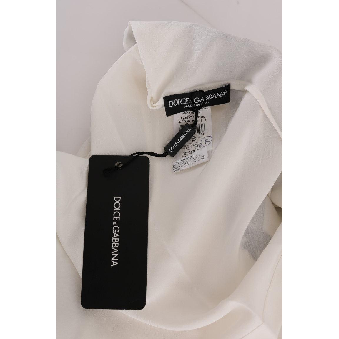 White Silk Black Frame Blouse