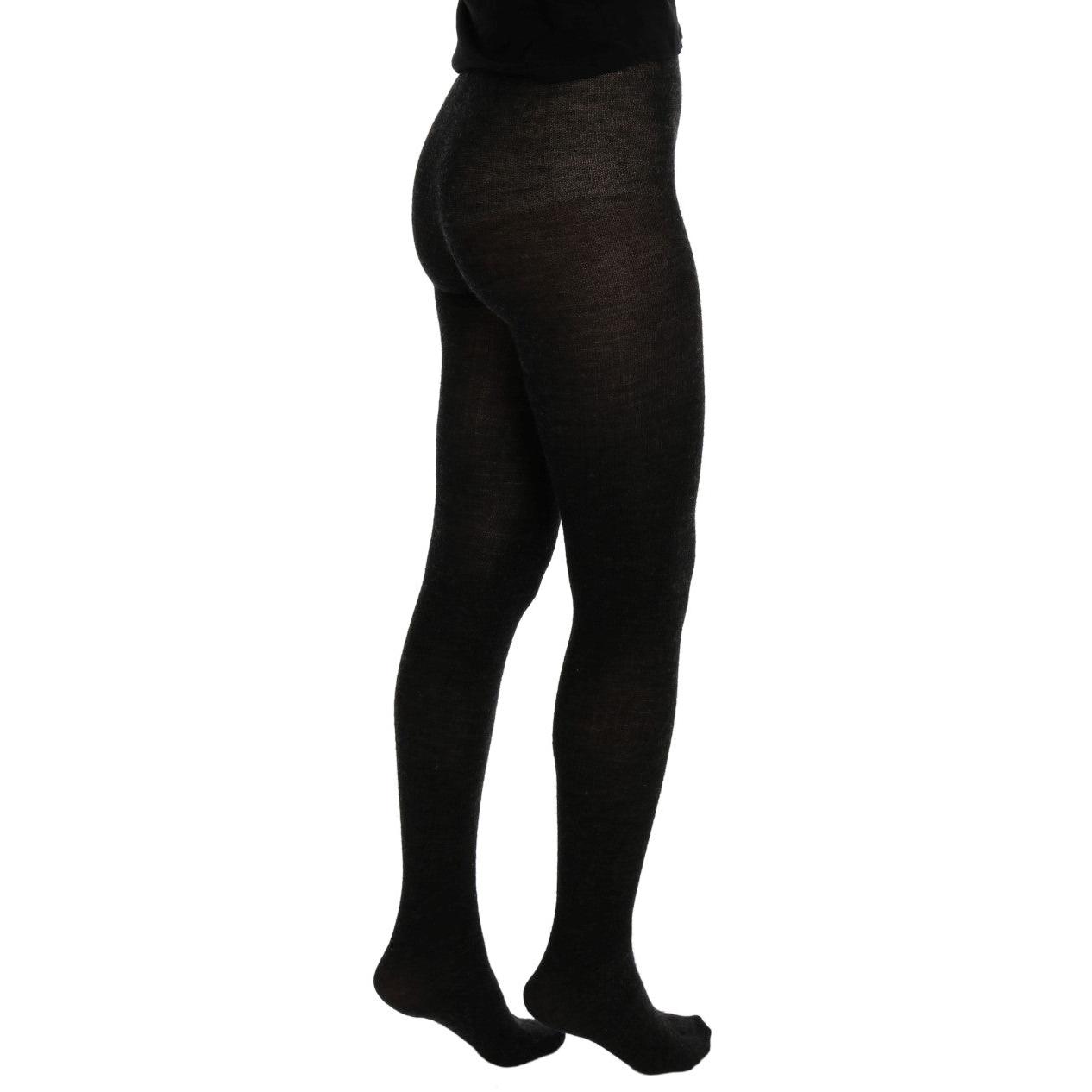 Gray Wool Blend Stretch Tights