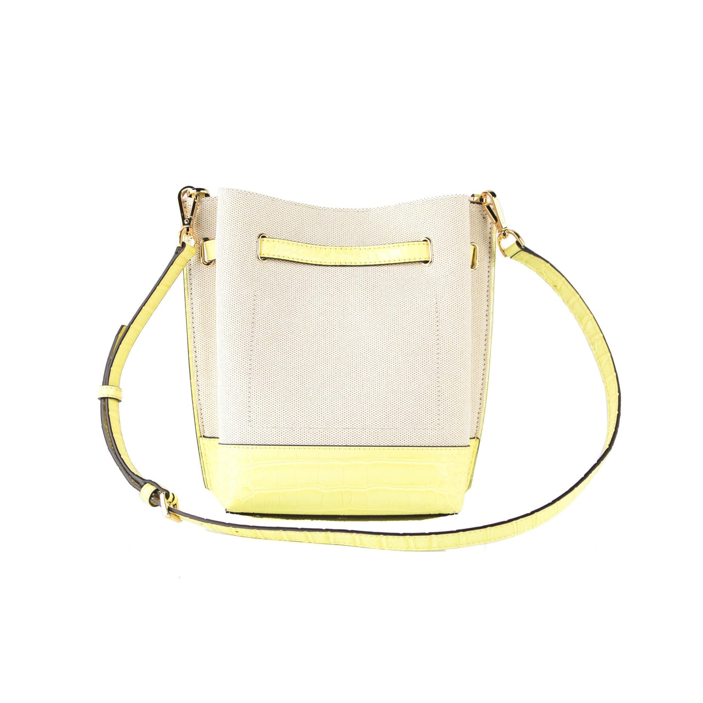 Emilia Small Canvas Snakeskin Print Leather Bucket Bag Messenger Crossbody Handbag (Buttercup) - coffeewithmee2