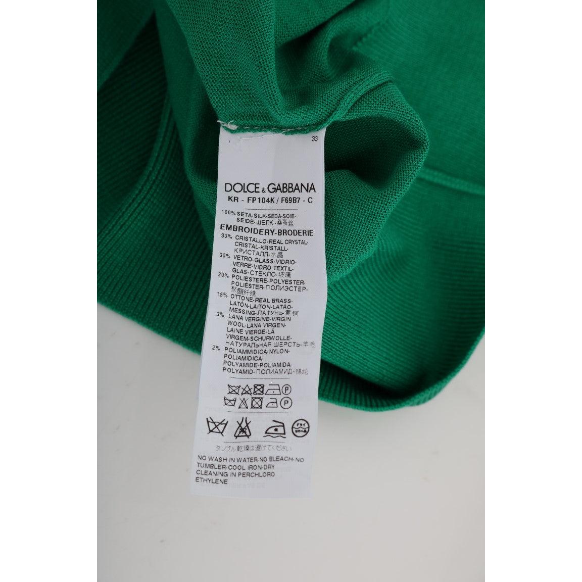 Green Silk Crystal Banana Sweater