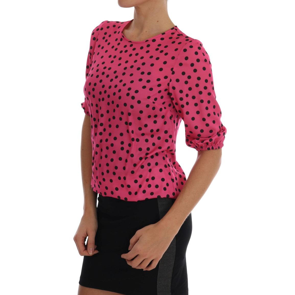 Pink Polka Dotted Silk Blouse