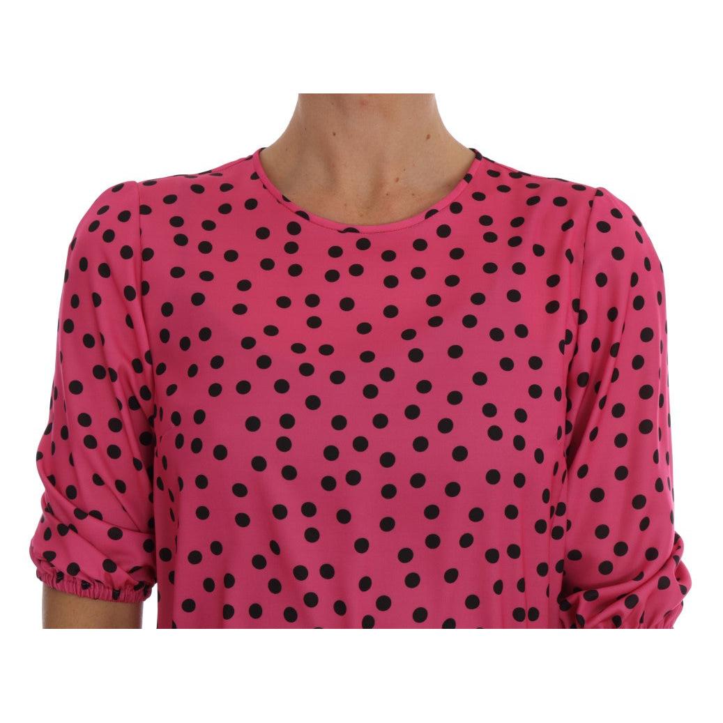 Pink Polka Dotted Silk Blouse
