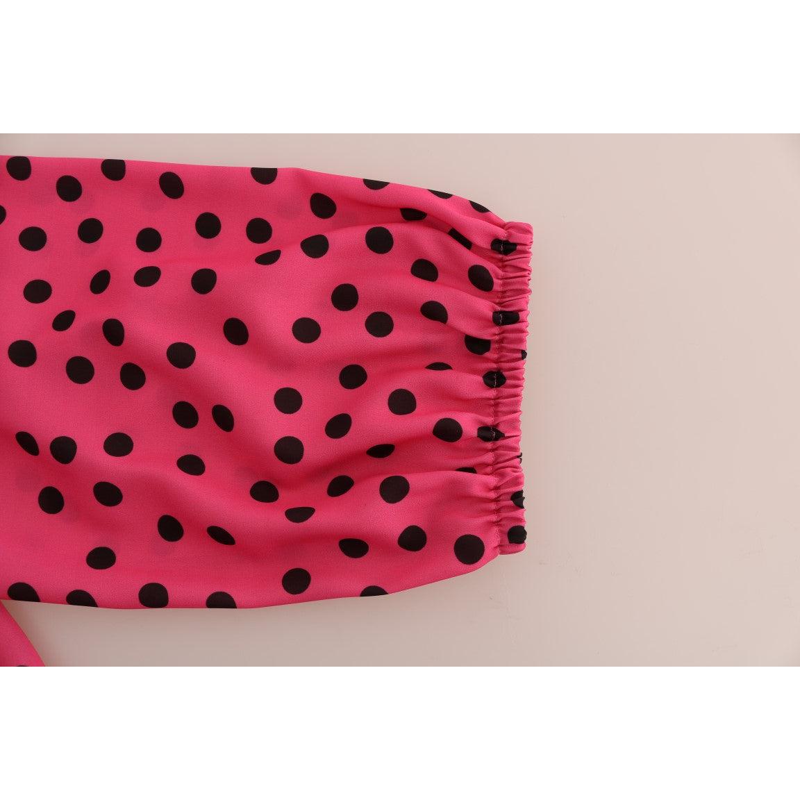 Pink Polka Dotted Silk Blouse