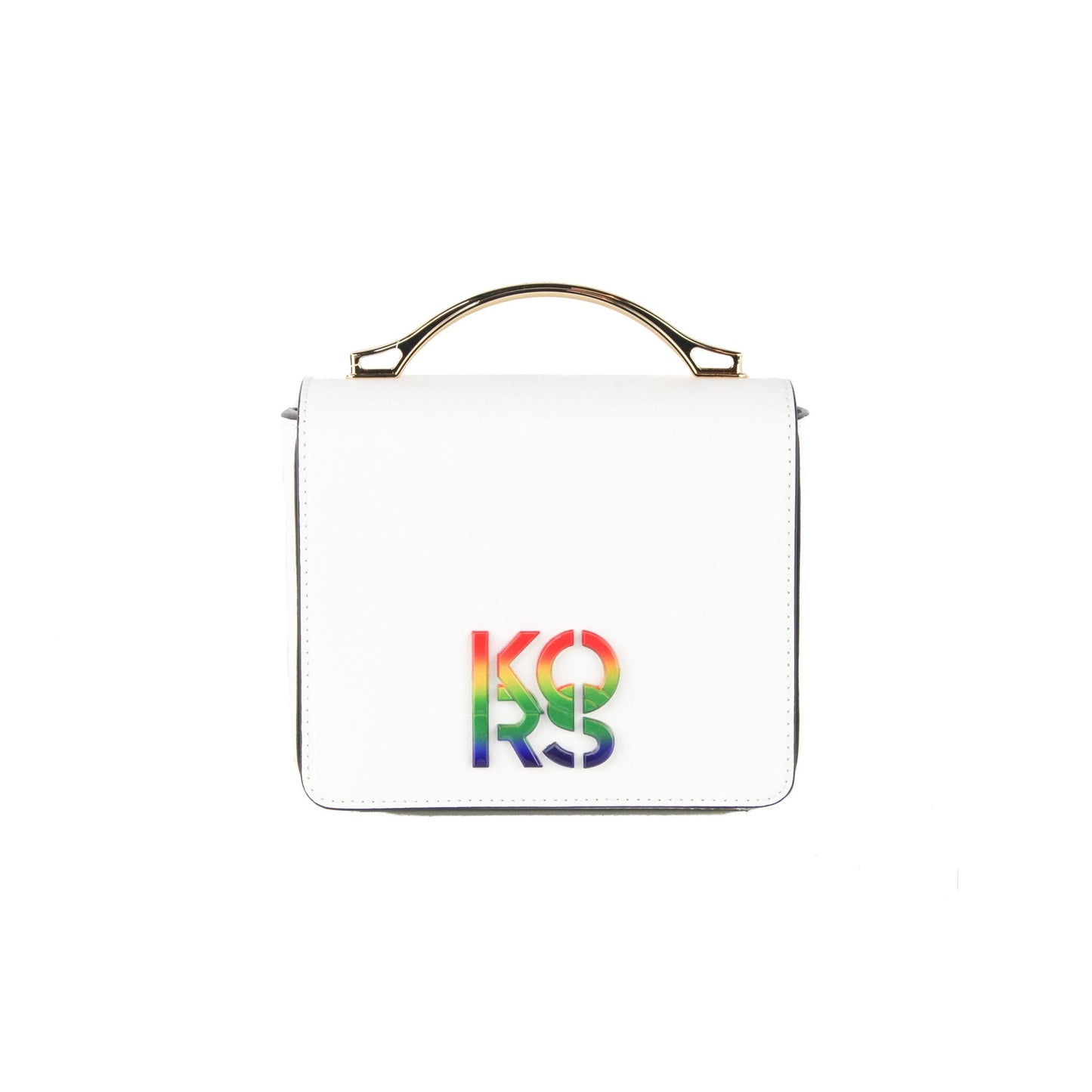 Pride Small Smooth Leather Rainbow Kors Convertible Shoulder Bag Crossbody Handbag (Optic White) - coffeewithmee2