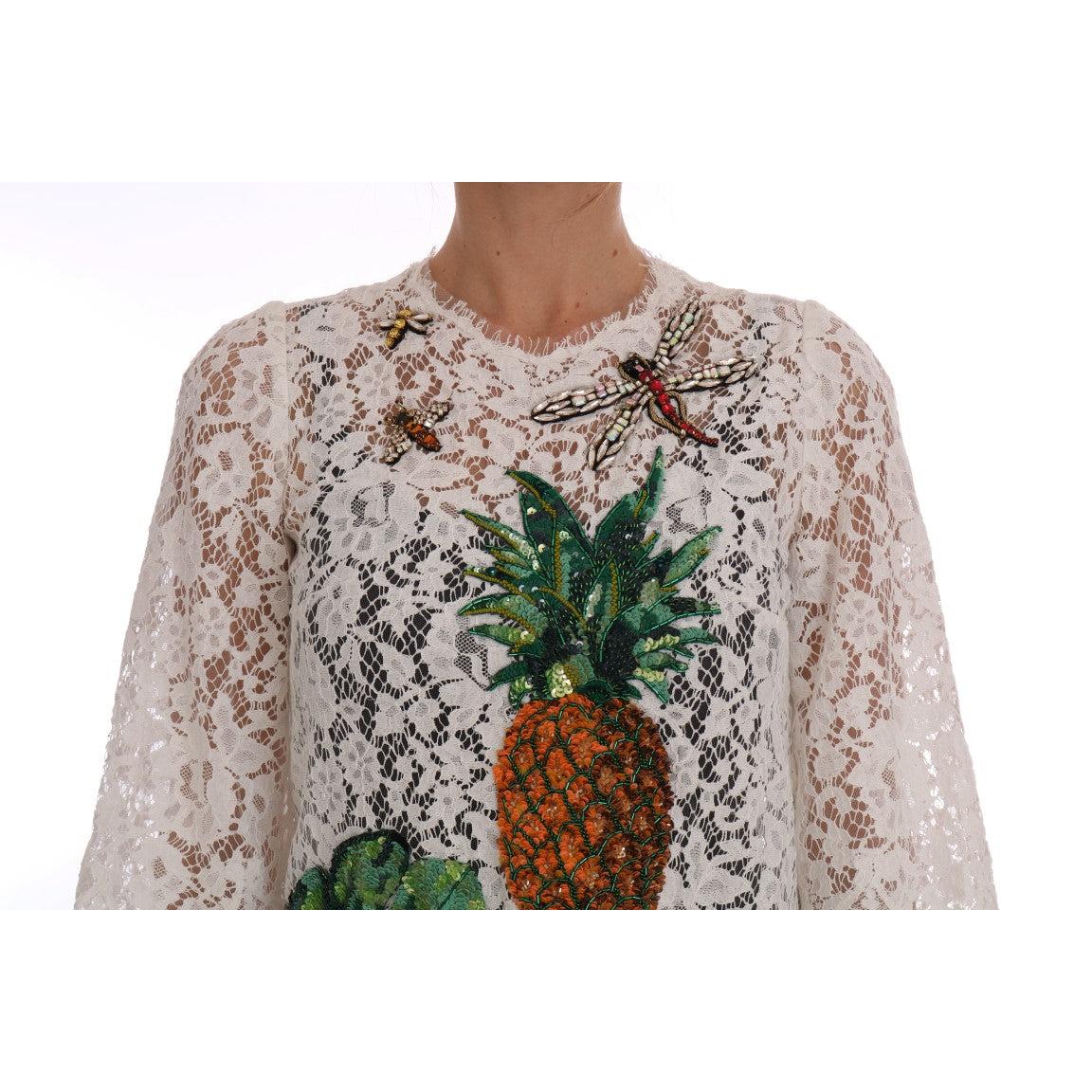 White Crystal Embellished Lace Blouse - coffeewithmee2