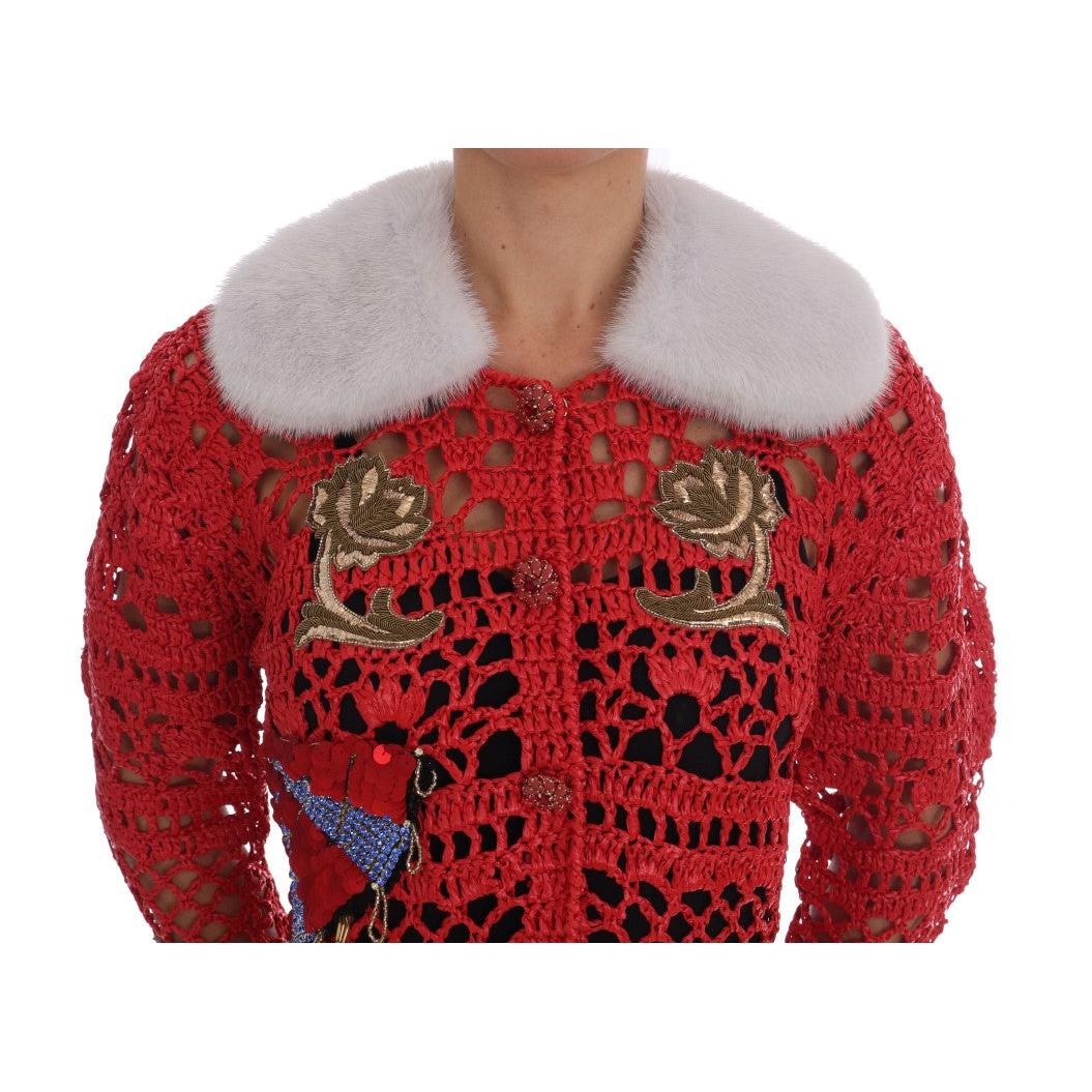 Red Fairy Tale Fur Crystal Cardigan Sweater - coffeewithmee2