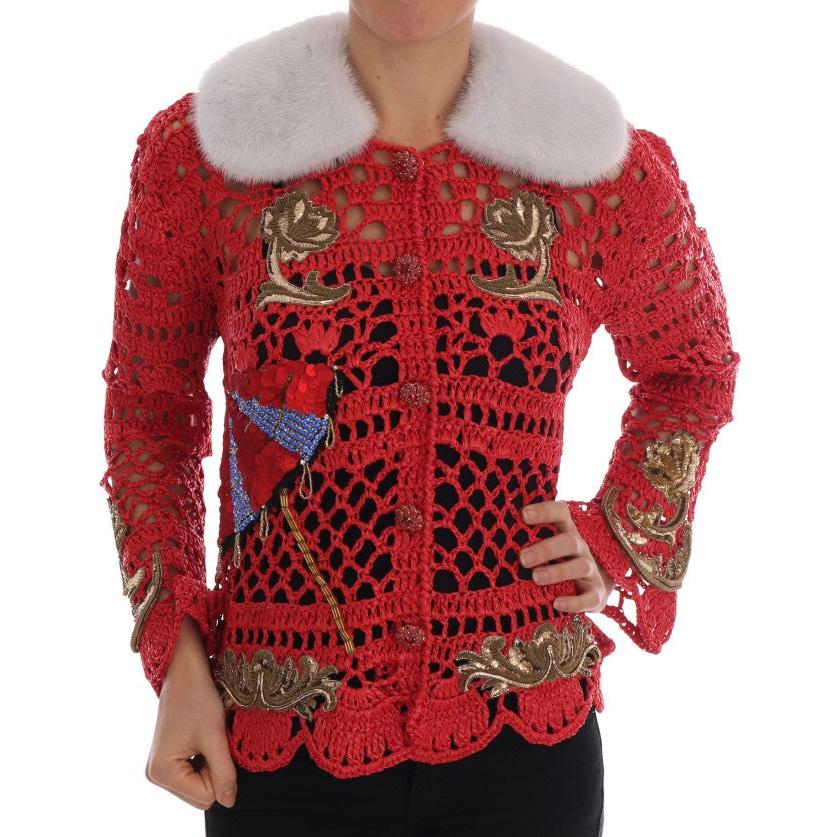 Red Fairy Tale Fur Crystal Cardigan Sweater - coffeewithmee2