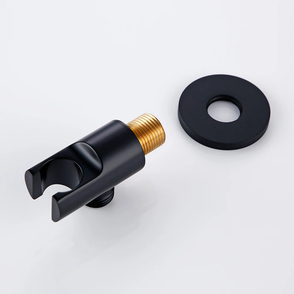 Black round Brass Wall Mounted Bathroom Faucet Replacement Shower Stand