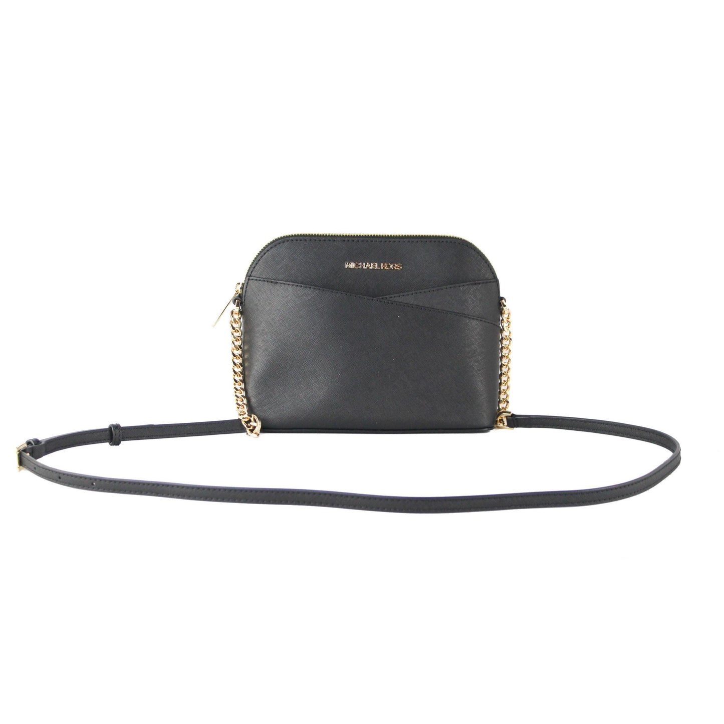 Jet Set Travel Medium Leather X Cross Dome Crossbody Handbag (Black Solid/Gold) - coffeewithmee2