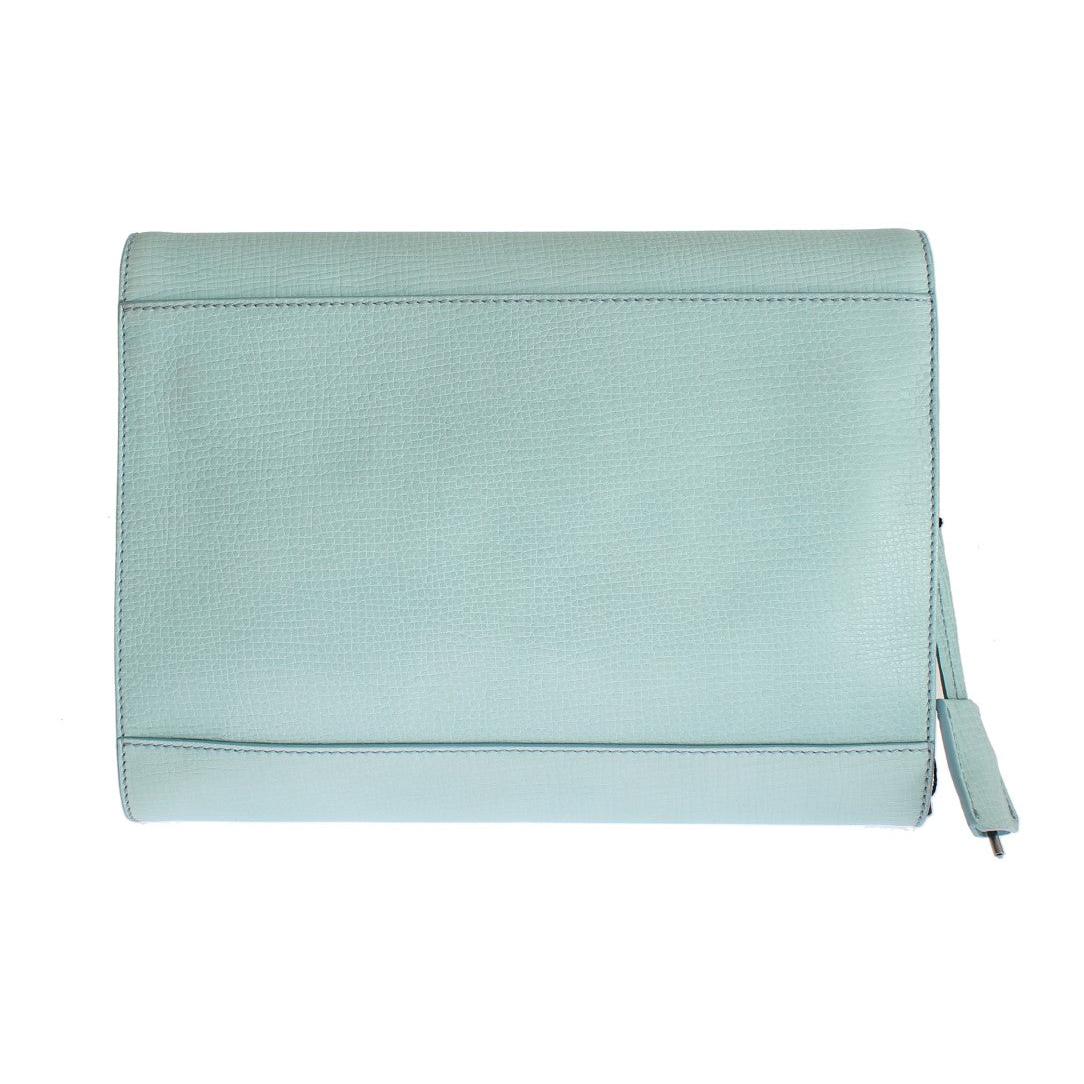 Blue Leather Studded Document Portfolio Briefcase Bag - coffeewithmee2