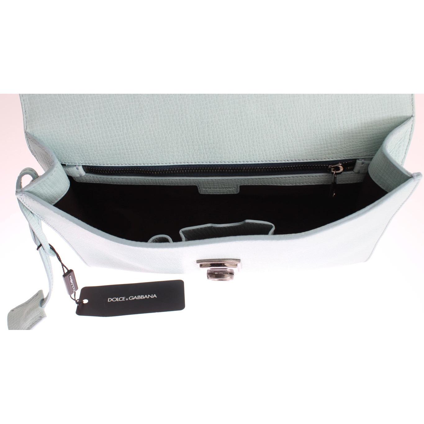 Blue Leather Studded Document Portfolio Briefcase Bag - coffeewithmee2