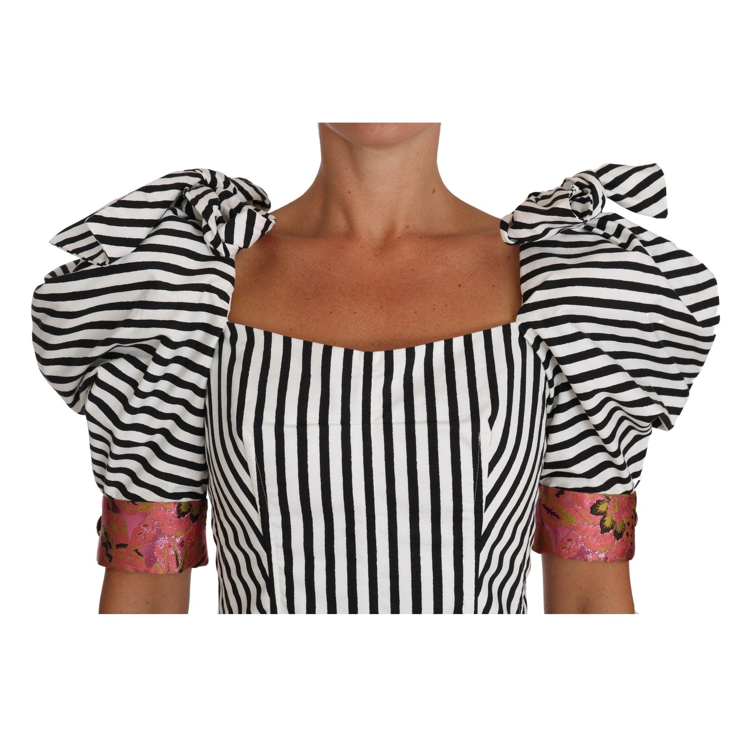 White Black Striped Cropped Top Puff Sleeve Shirts - coffeewithmee2