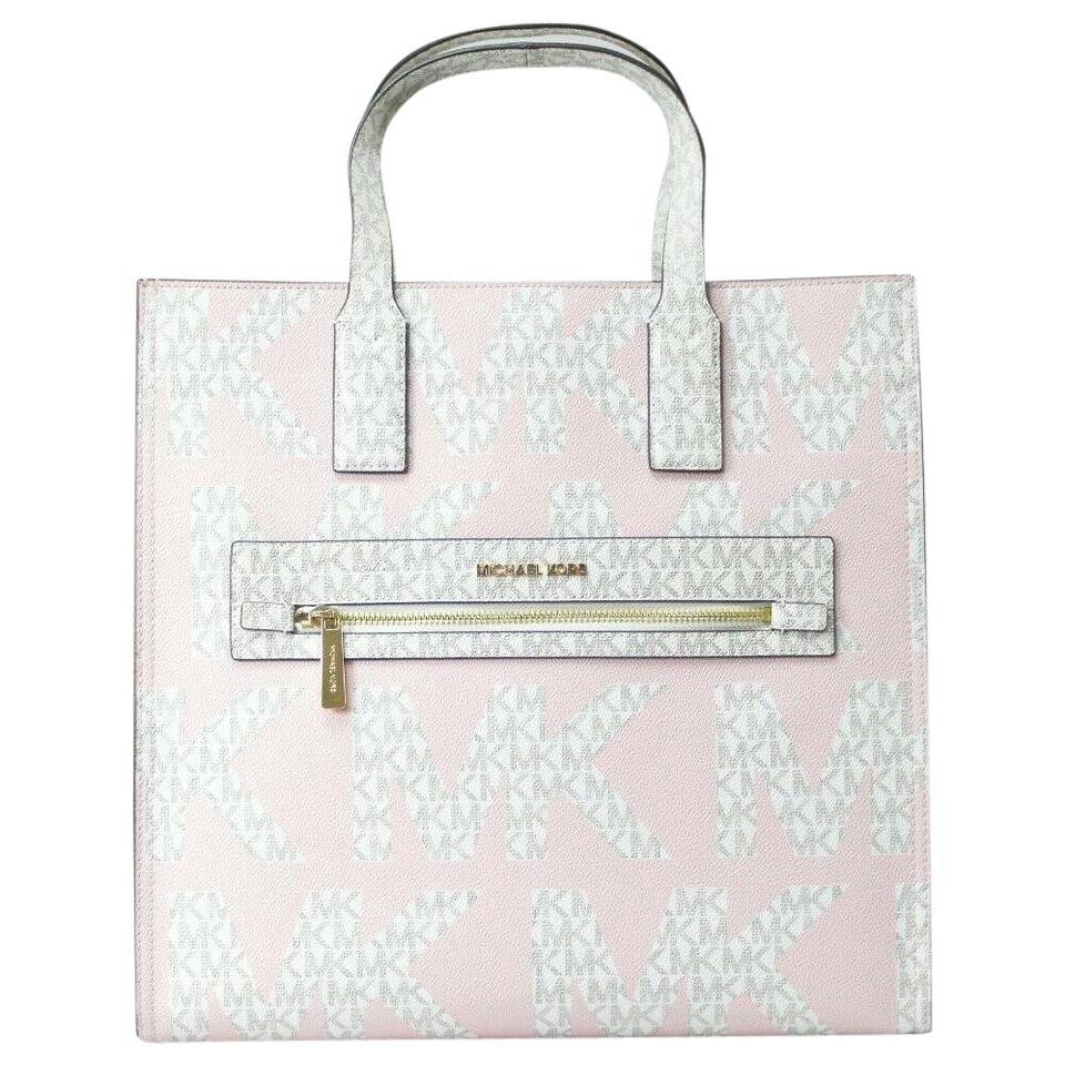 Kenly Large Leather Graphic Logo NS Tote Handbag (Powder Blush Multi/Vanilla) - coffeewithmee2