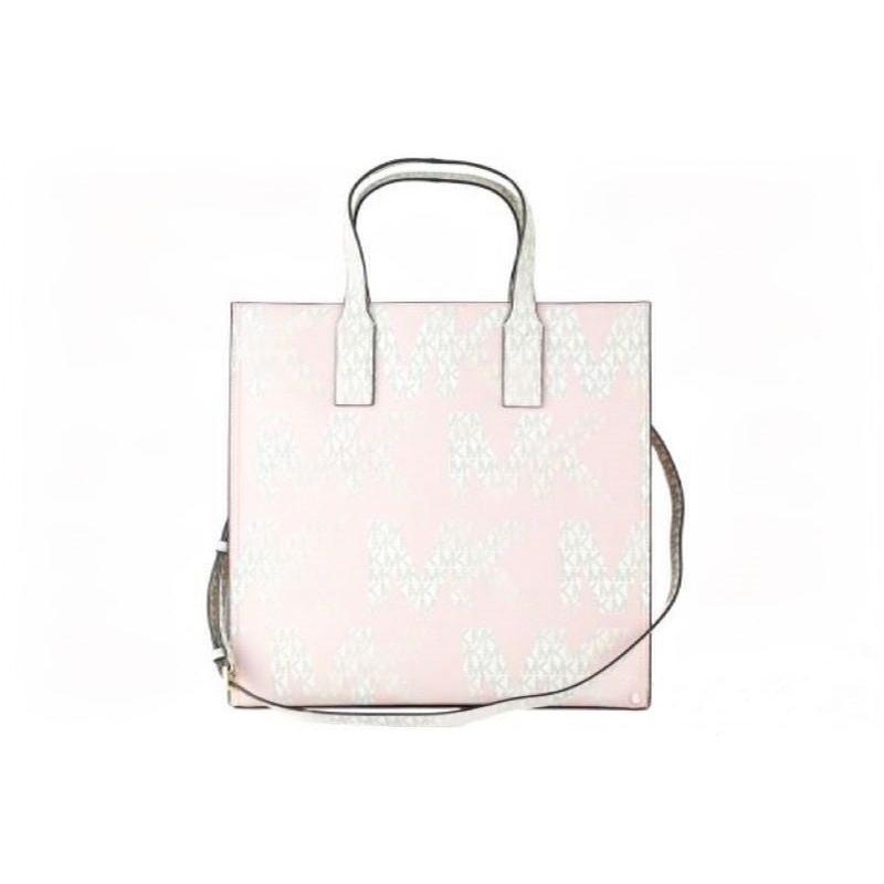 Kenly Large Leather Graphic Logo NS Tote Handbag (Powder Blush Multi/Vanilla) - coffeewithmee2
