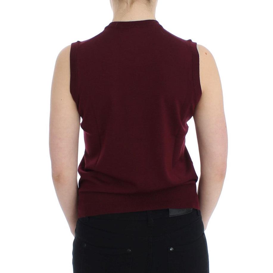 Red Sleeveless Crewneck Vest Pullover - coffeewithmee2