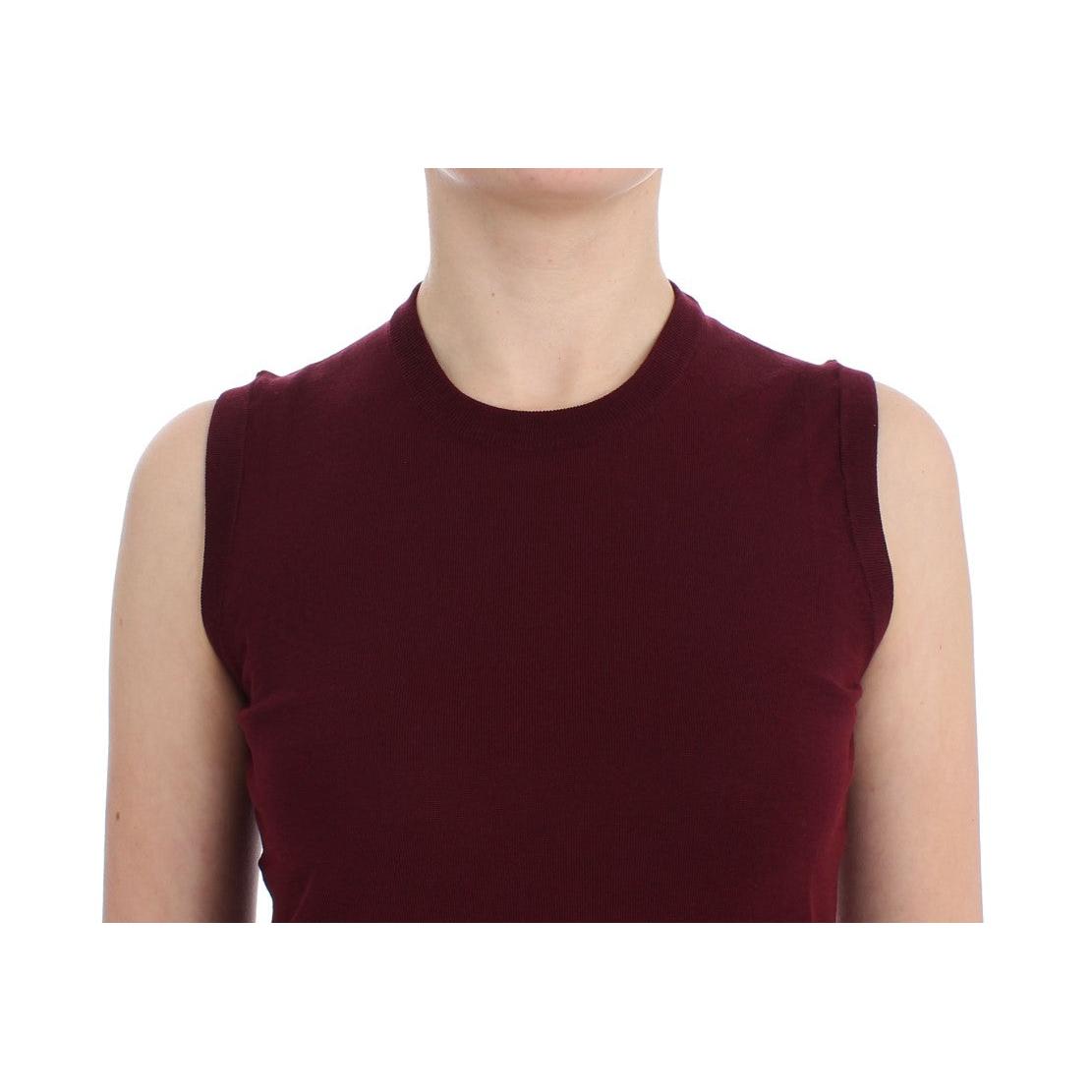 Red Sleeveless Crewneck Vest Pullover - coffeewithmee2