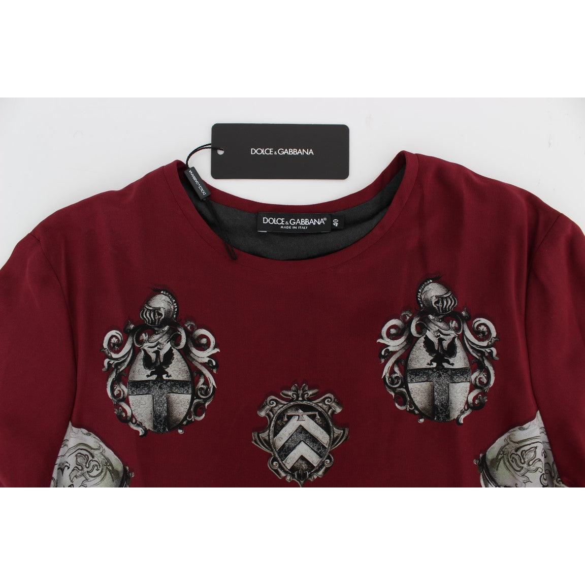 Red Knight Print Silk Blouse T-shirt - coffeewithmee2