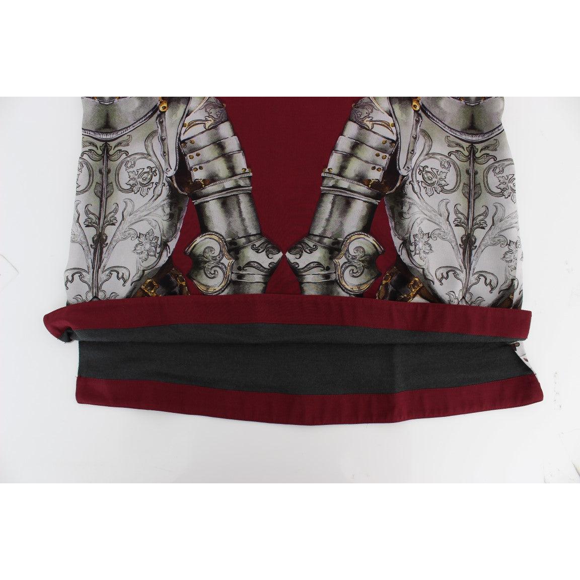 Red Knight Print Silk Blouse T-shirt - coffeewithmee2