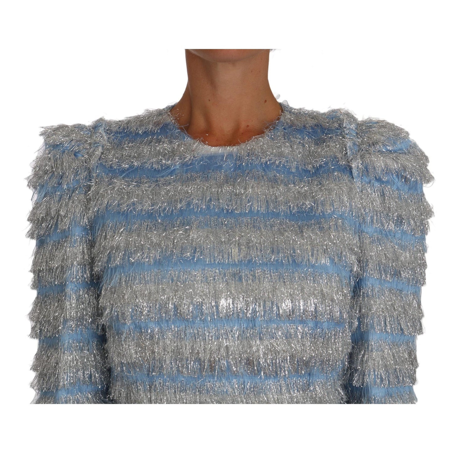 Light Blue Fringe Midi Sheath Dress - coffeewithmee2