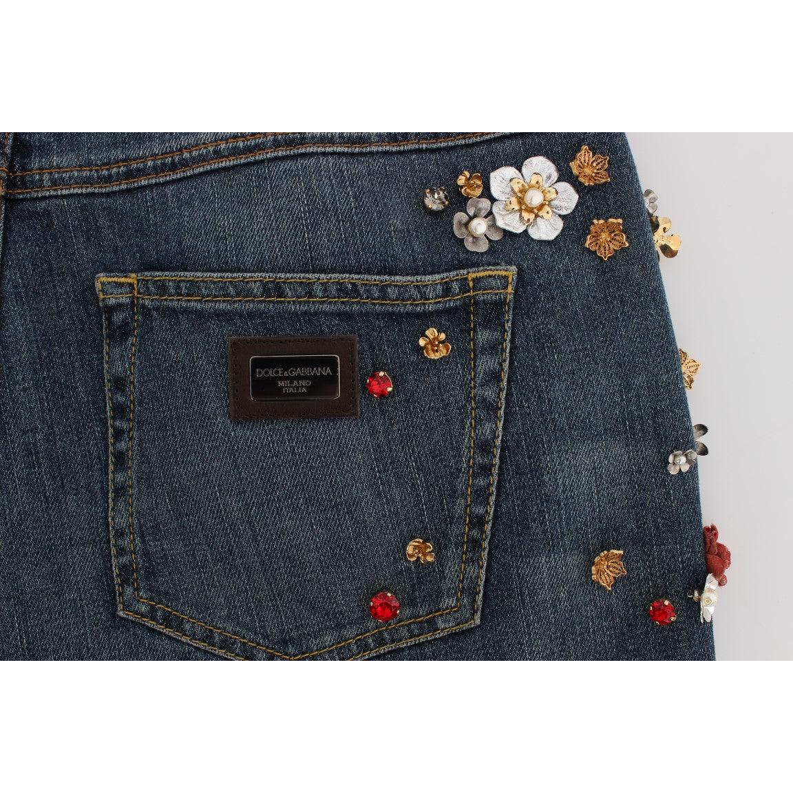 Crystal Roses Heart Embellished Jeans - coffeewithmee2