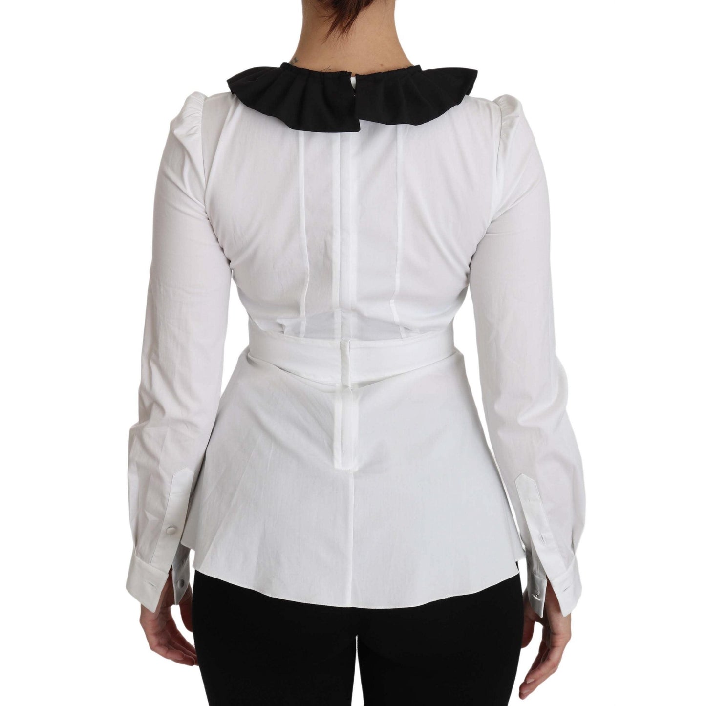White Collar Cotton Longsleeve Blouse Top - coffeewithmee2