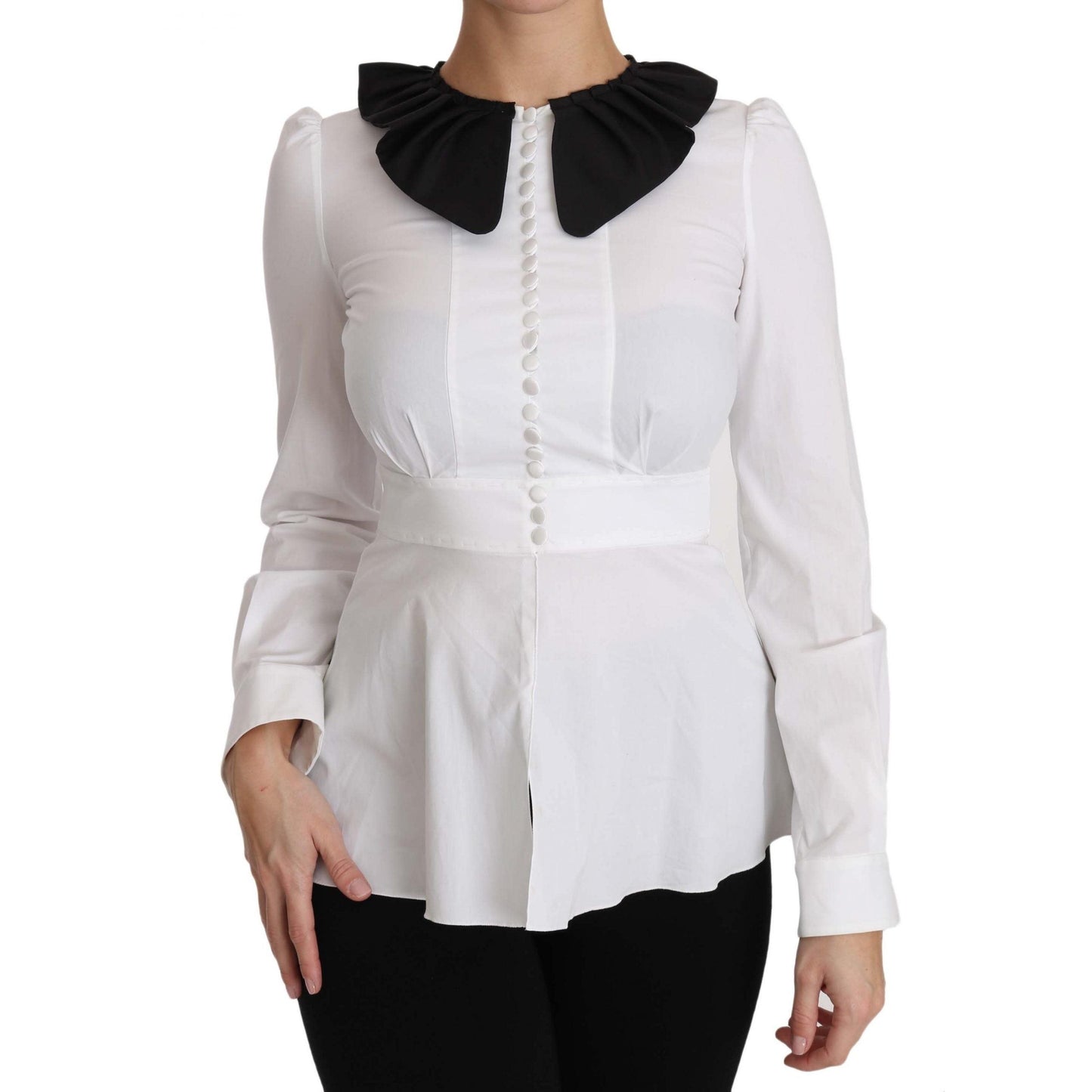 White Collar Cotton Longsleeve Blouse Top - coffeewithmee2