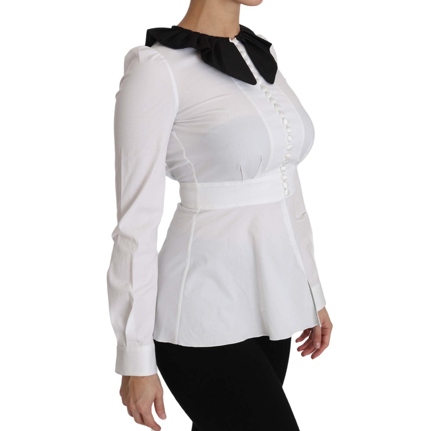 White Collar Cotton Longsleeve Blouse Top - coffeewithmee2