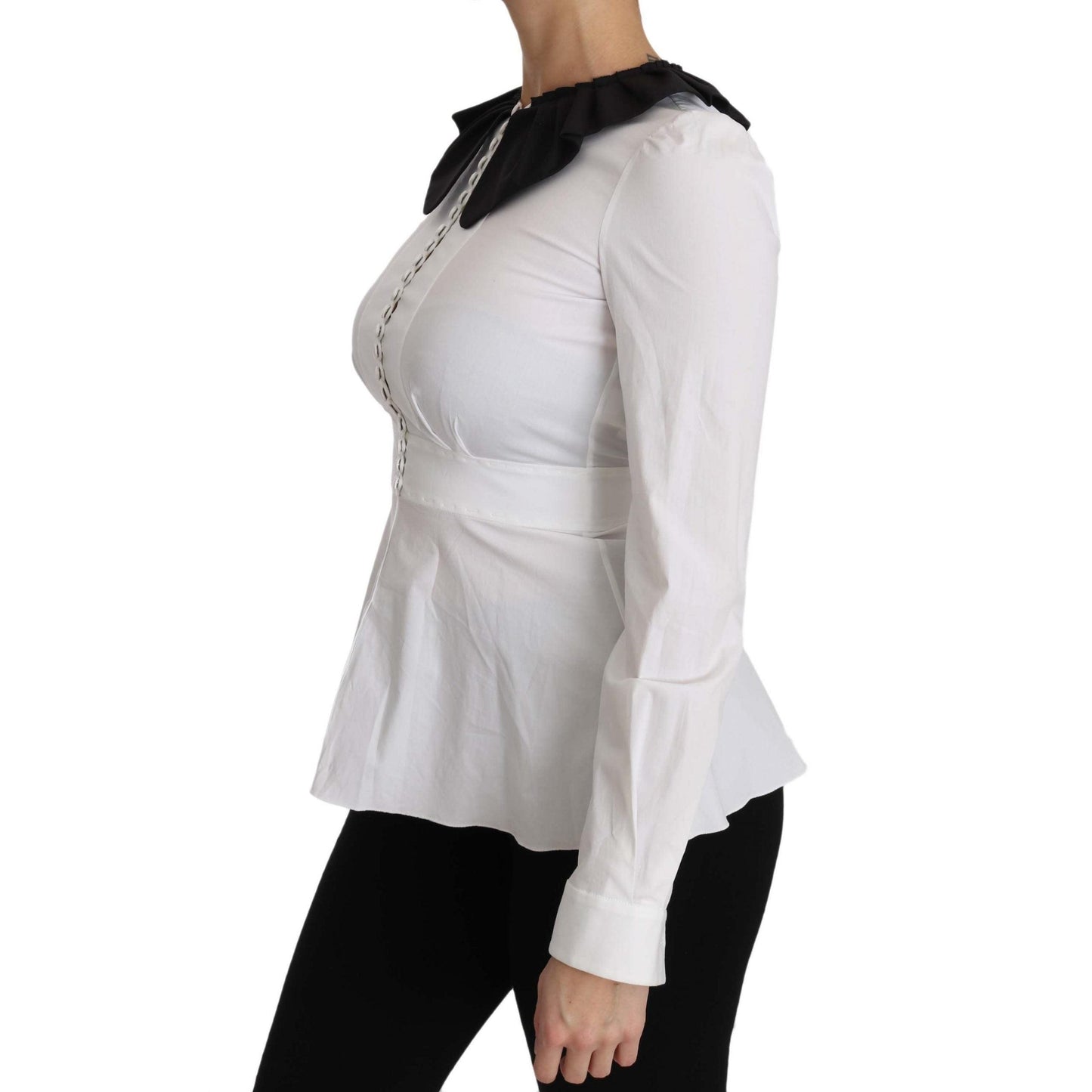 White Collar Cotton Longsleeve Blouse Top - coffeewithmee2